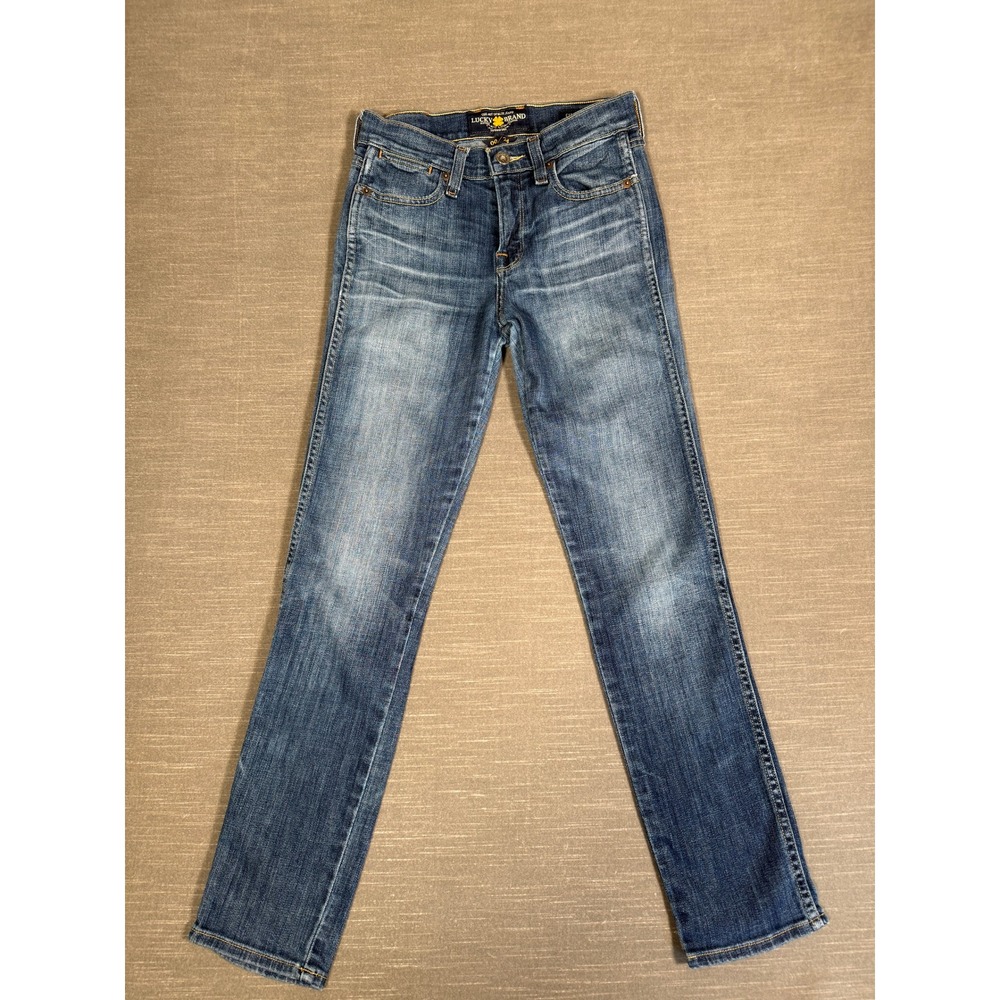 Lucky Brand Charlotte Rail Straight Leg Jeans Medium Wash Blue Denim Women 00 24